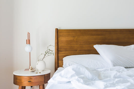 bed with white blanket